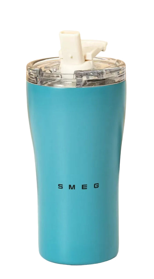 כוס תרמית לקפה SMEG מפלדת אל-חלד, 550 מ"ל – לשמירה על חום וקור – צבע טורקיז