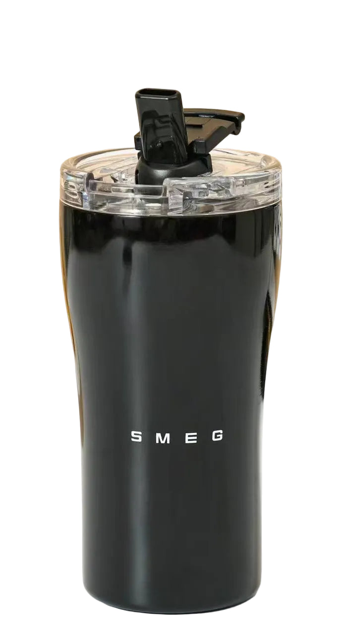 כוס תרמית לקפה SMEG מפלדת אל-חלד, 550 מ"ל – למשקאות חמים וקרים – שחור