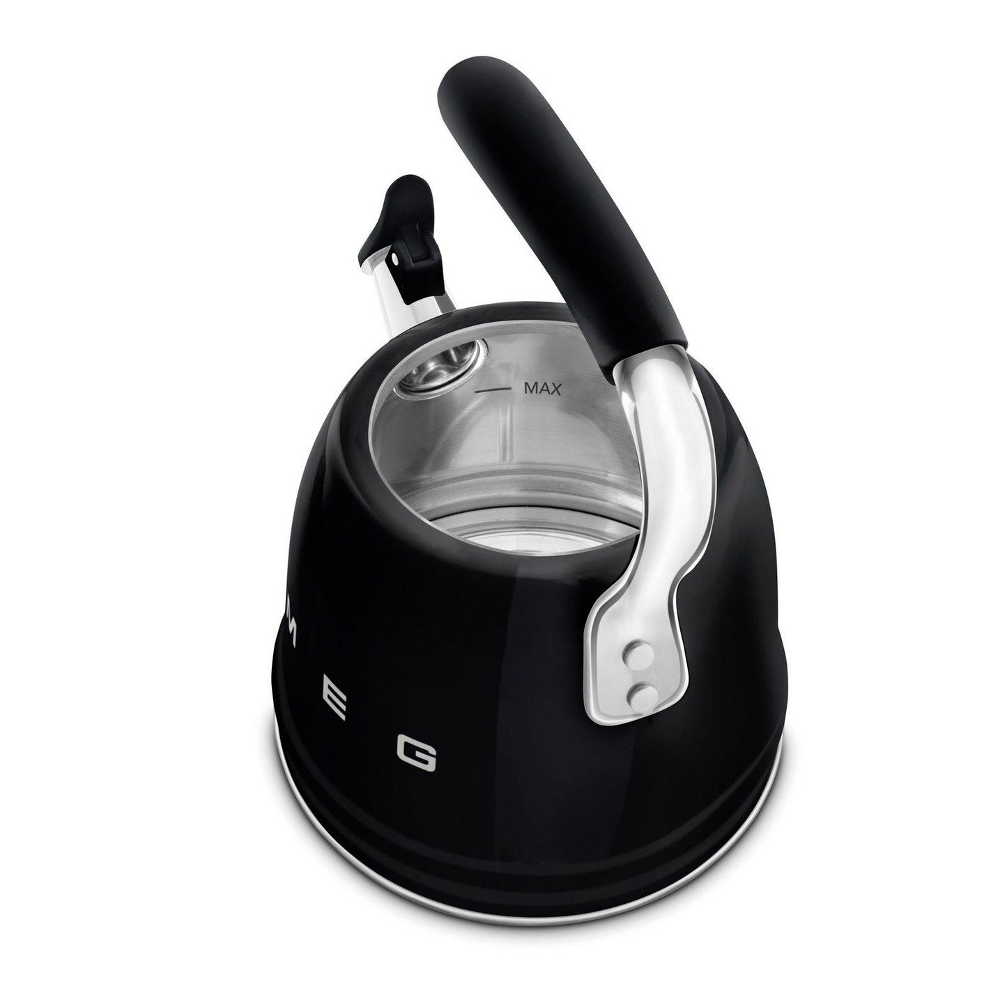 SMEG WKF01BL electric kettle in retro 50's style with built-in whistle - black color, 2.3 liter capacity