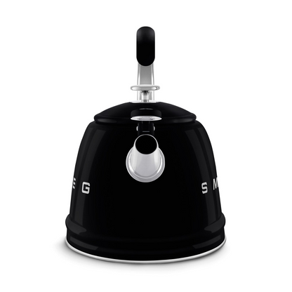 SMEG WKF01BL electric kettle in retro 50's style with built-in whistle - black color, 2.3 liter capacity