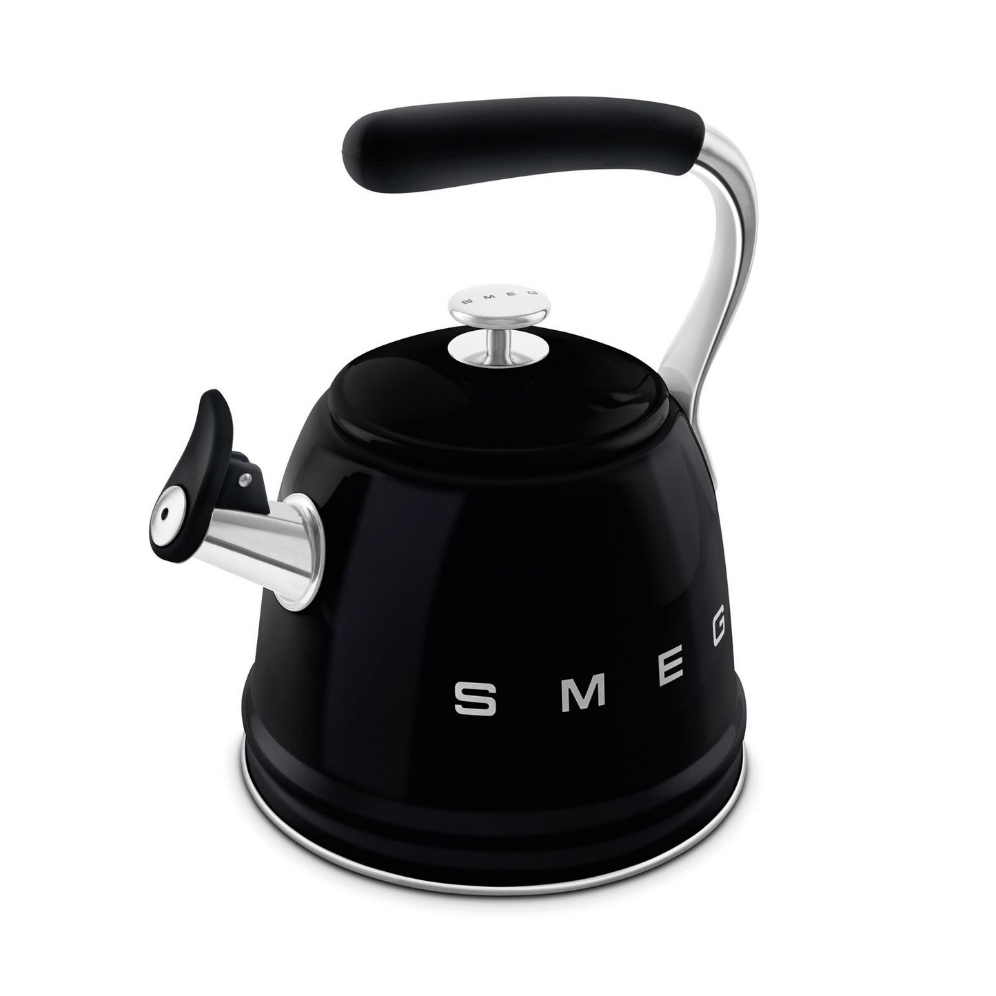 SMEG WKF01BL electric kettle in retro 50's style with built-in whistle - black color, 2.3 liter capacity