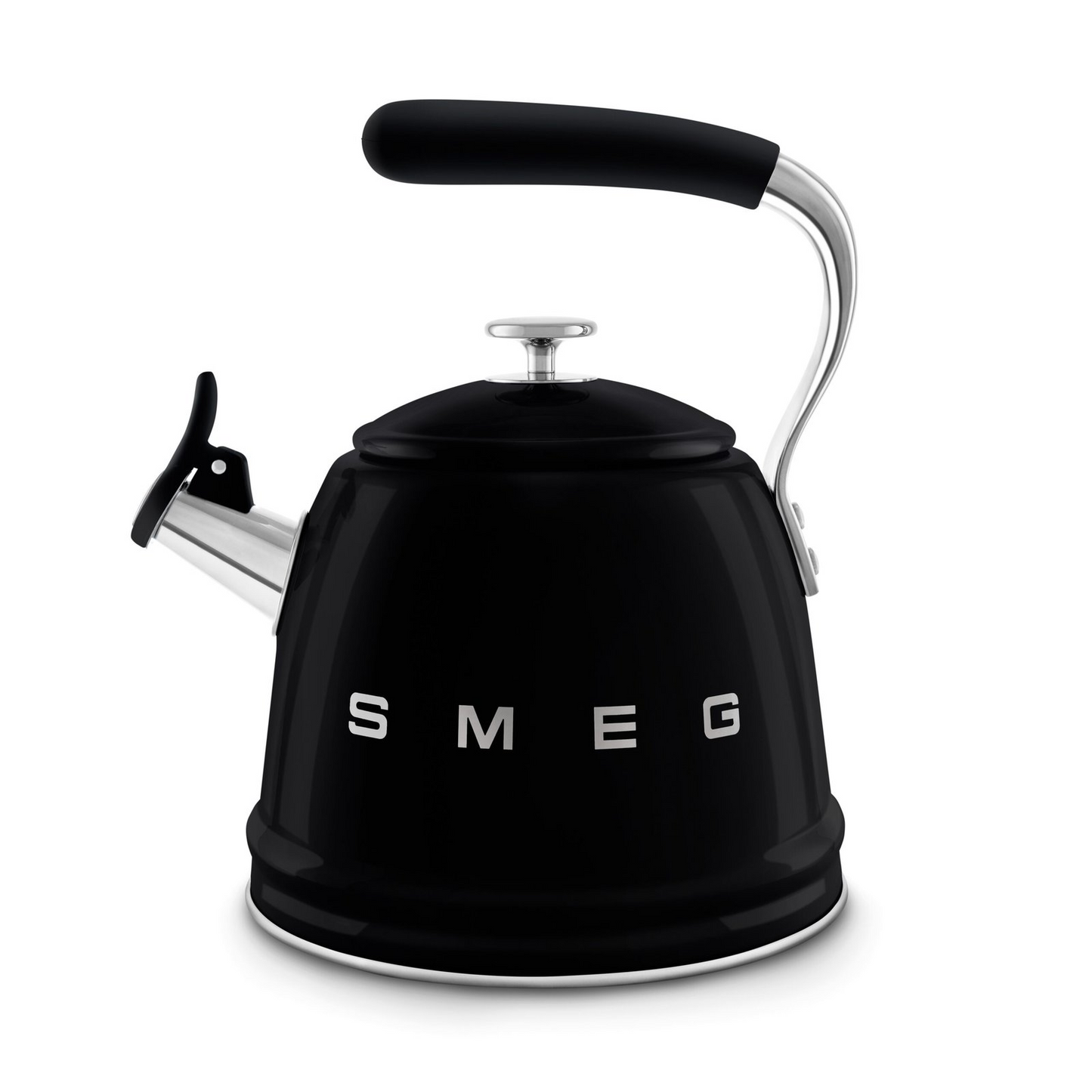 SMEG WKF01BL electric kettle in retro 50's style with built-in whistle - black color, 2.3 liter capacity