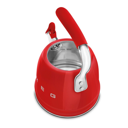SMEG WKF01RD electric kettle in retro 50's style with whistle - red color, capacity 2.3 liters