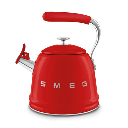 SMEG WKF01RD electric kettle in retro 50's style with whistle - red color, capacity 2.3 liters