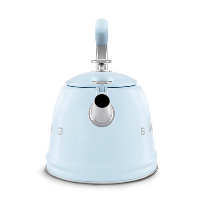 SMEG WKF01PB stovetop kettle in retro 50's style with whistle - pastel blue color, 2.3 liter capacity, suitable for induction