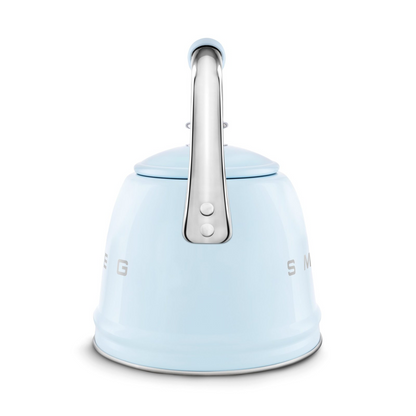 SMEG WKF01PB stovetop kettle in retro 50's style with whistle - pastel blue color, 2.3 liter capacity, suitable for induction