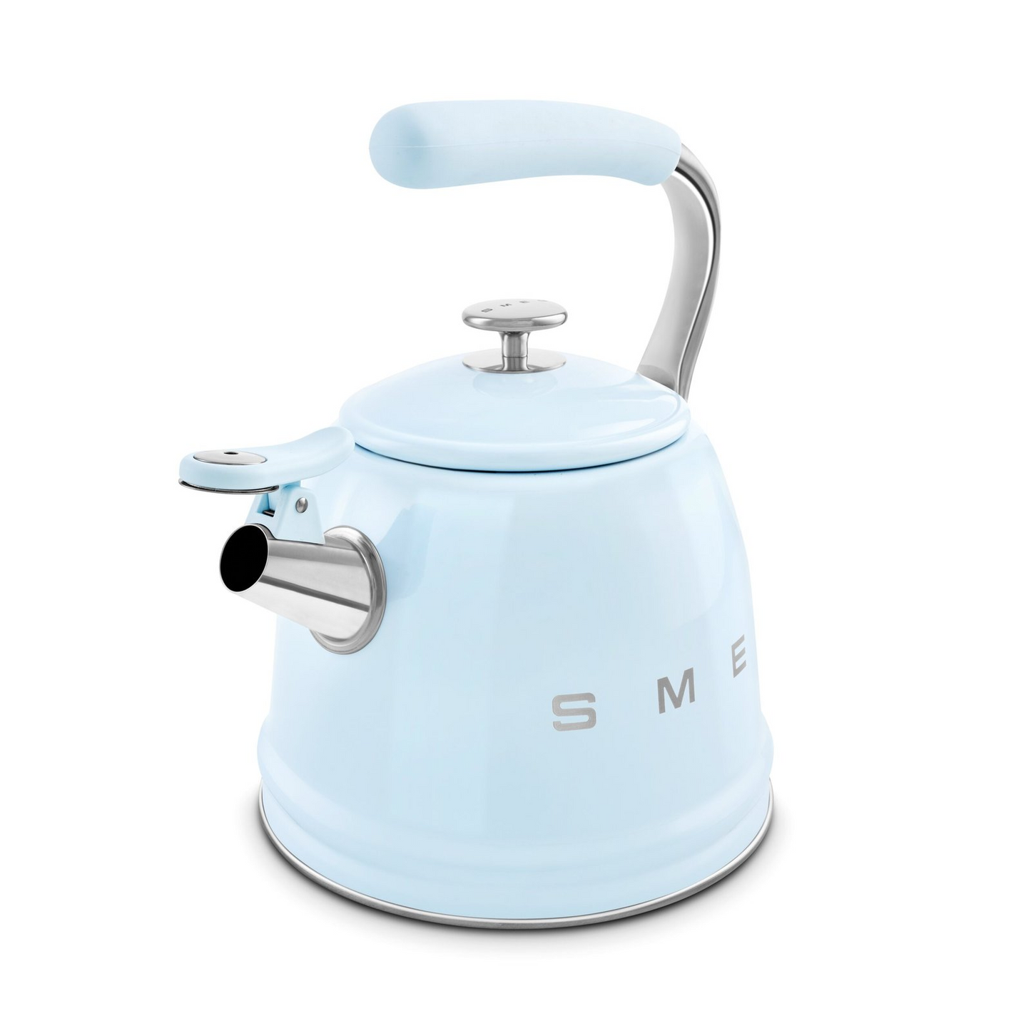 SMEG WKF01PB stovetop kettle in retro 50's style with whistle - pastel blue color, 2.3 liter capacity, suitable for induction