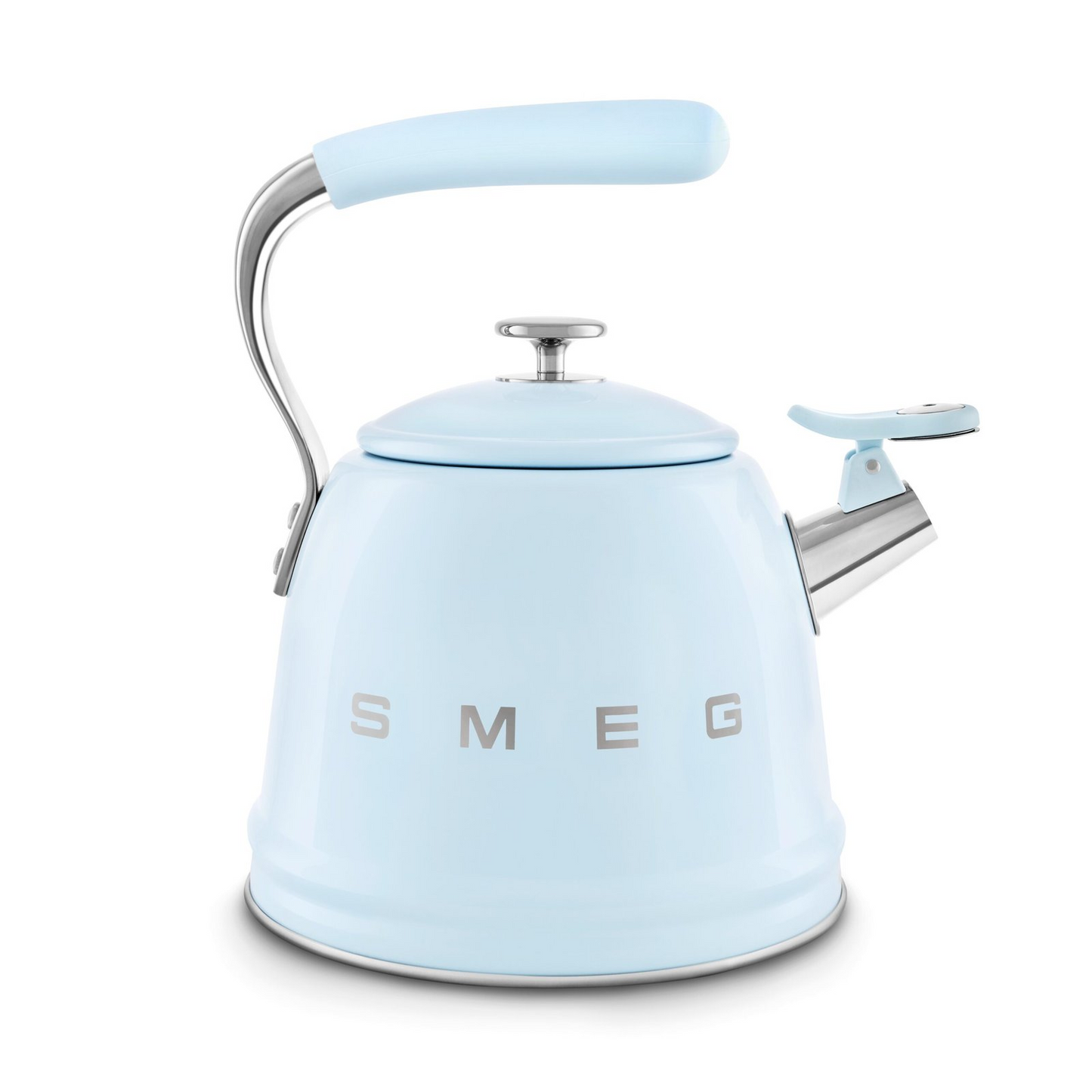 SMEG WKF01PB stovetop kettle in retro 50's style with whistle - pastel blue color, 2.3 liter capacity, suitable for induction