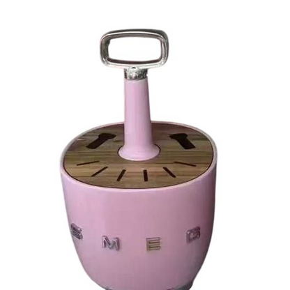 SMEG portable retro cutlery holder made of acacia wood and steel - Pink color