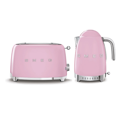 SMEG TSF01PKUS & KLF04PKEU Pink Electric Toaster and Kettle – Retro Kitchen Set