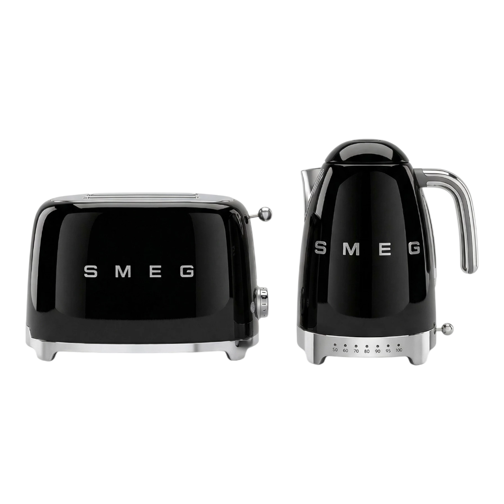 SMEG Retro Black TSF01 & KLF04 Kettle and Stove Set – Luxurious Kitchen Design