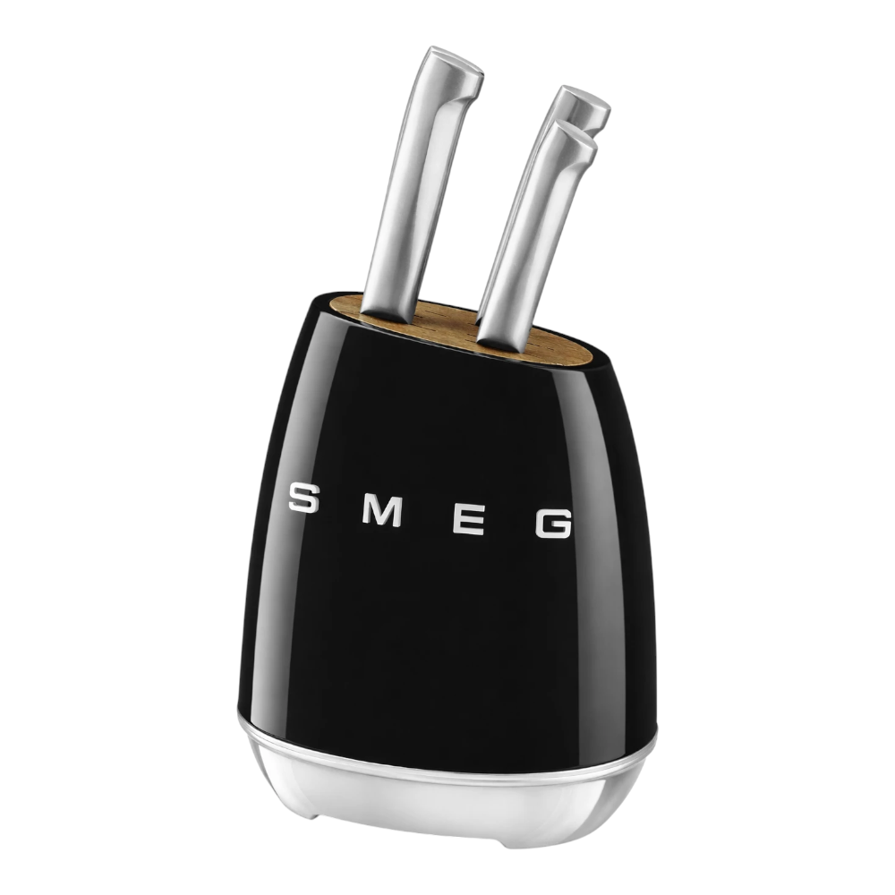 SMEG Knife Stand Set, 6 Pieces, Retro Style Black