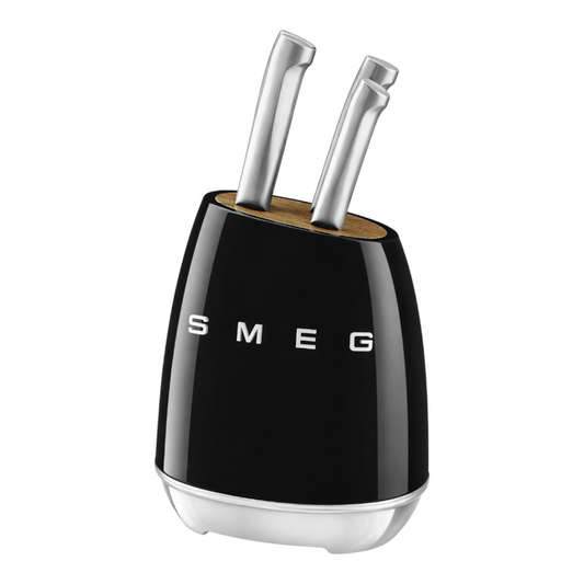 SMEG Knife Stand Set, 6 Pieces, Retro Style Black