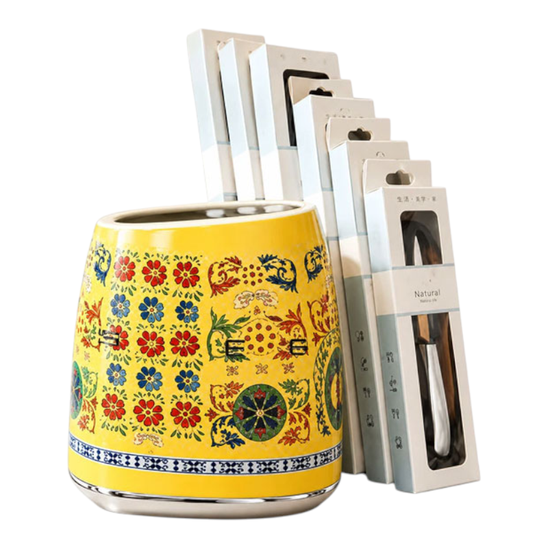 SMEG Knife Set, 6 Pieces, Retro Style Bright Yellow