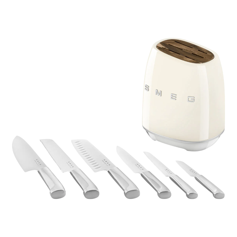 SMEG Knife Set, 6 Pieces, Retro Style Cream