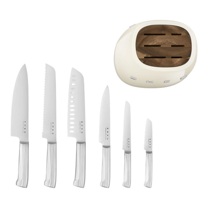 SMEG Knife Set, 6 Pieces, Retro Style Cream