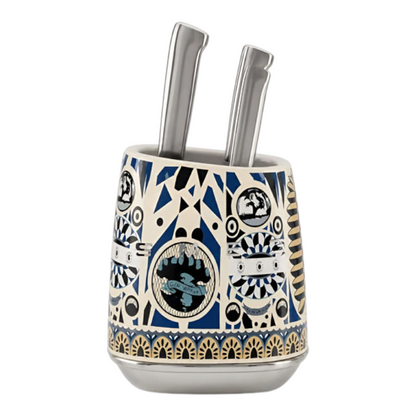 SMEG Knife Set, 6 Pieces, Retro Style Navy Blue / Cream