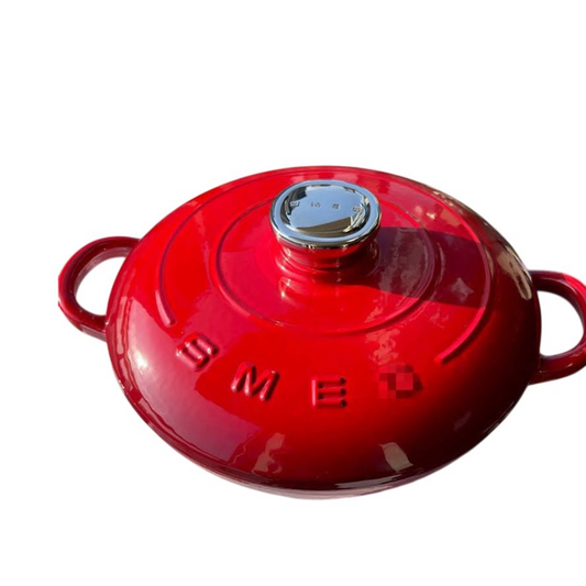 SMEG cast iron pot, 26 cm in diameter, with enamel coating - Red color
