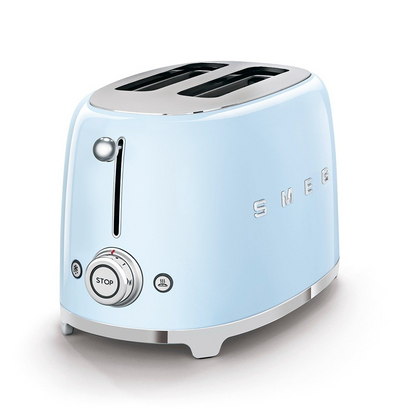 SMEG TSF01PBUS electric toaster with 2 slots and defrost and reheat functions - pastel blue retro color