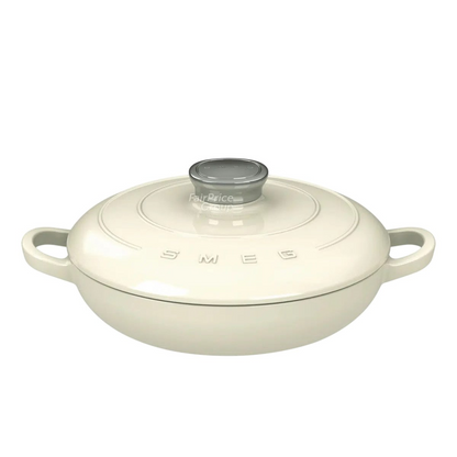 SMEG Cast Iron Pot Diameter 26 cm – Cream Color