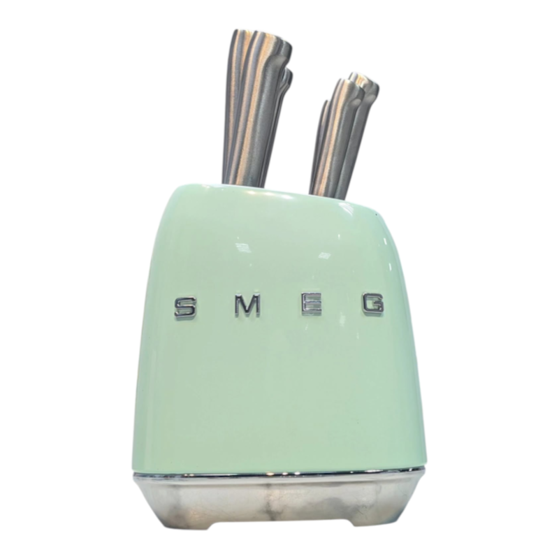 SMEG Knife Set, 6 Pieces, Retro Style Pastel Mint Green