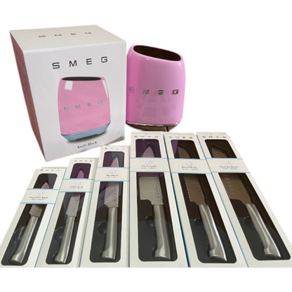 SMEG Knife Set, 6 Pieces, Retro Style Pink