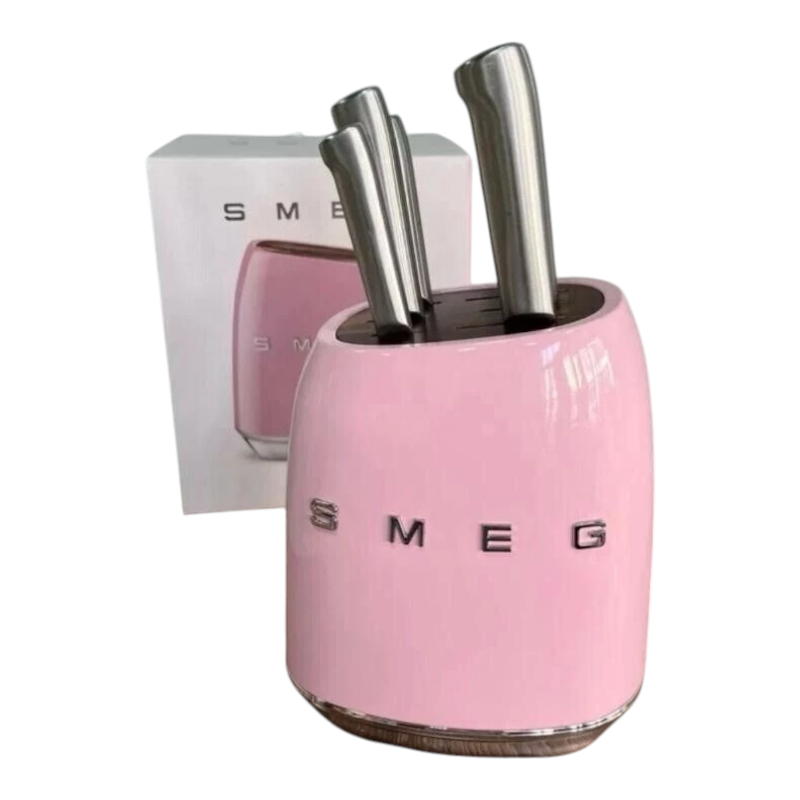 SMEG Knife Set, 6 Pieces, Retro Style Pink