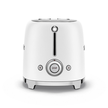 SMEG TSF01WHMUS electric toaster with 6 browning levels and defrost and reheat functions – white color