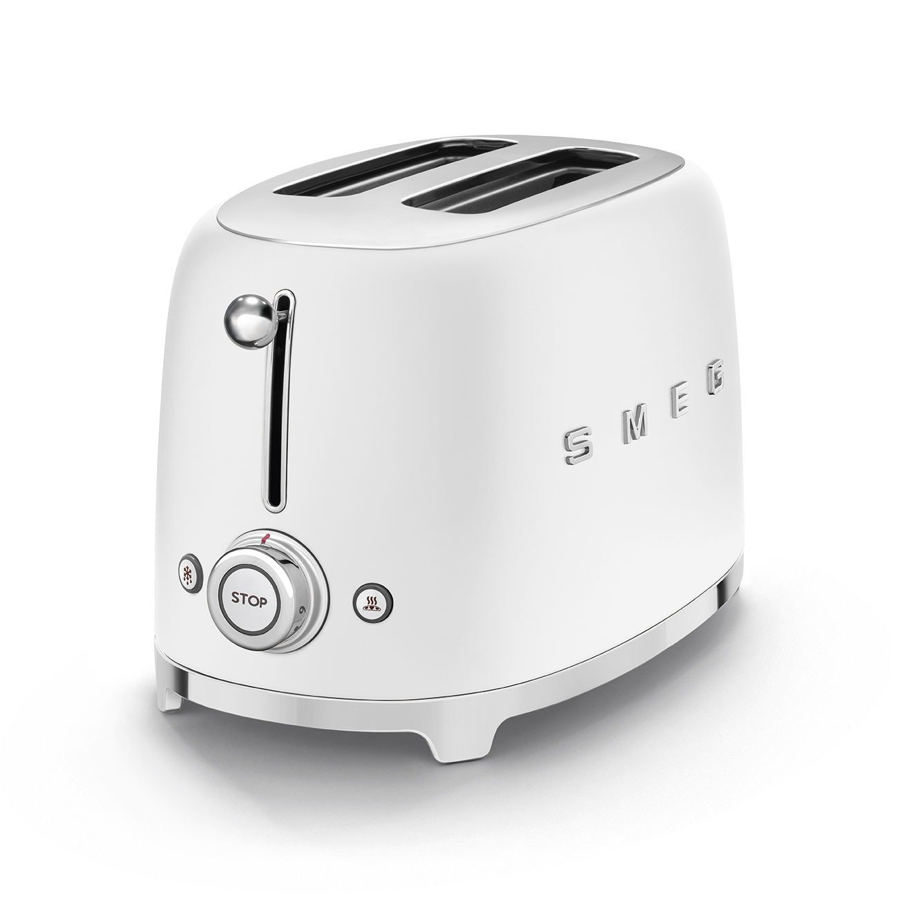 SMEG TSF01WHMUS electric toaster with 6 browning levels and defrost and reheat functions – white color