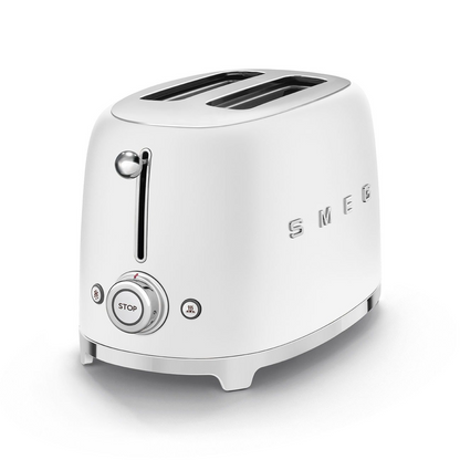 SMEG TSF01WHMUS electric toaster with 6 browning levels and defrost and reheat functions – white color