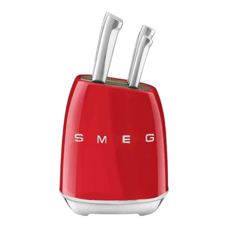 SMEG Knife Stand Set, 6 Pieces, Retro Style Red