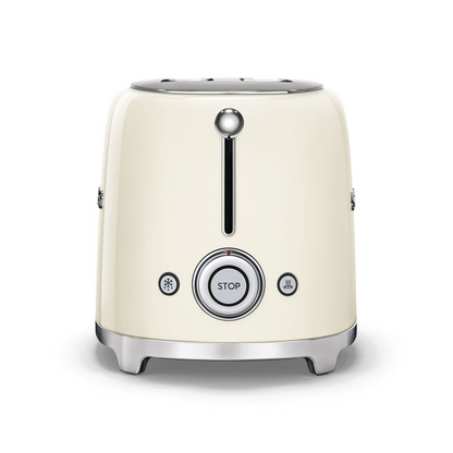 SMEG TSF01CRUS Retro 2-Slice Toaster with 6 Browning Levels and Defrost, Warm and Bagel Functions – Cream Color