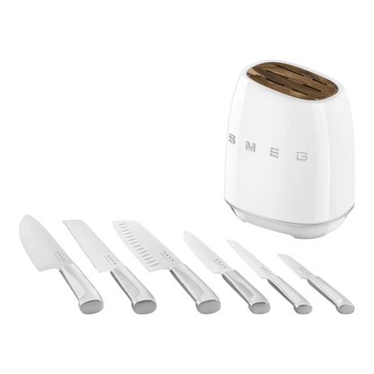 SMEG Knife Set, 6 Pieces, Retro Style White