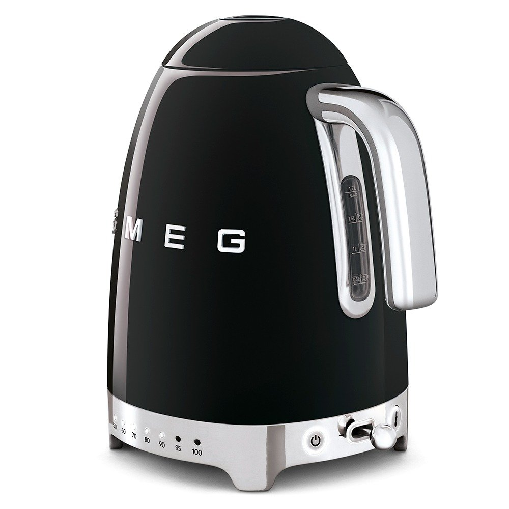 SMEG KLF04BLEU electric kettle with variable temperature control – black color