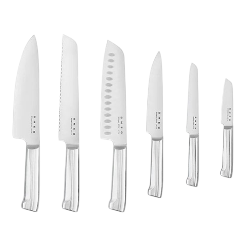 SMEG Knife Set, 6 Pieces, Retro Style White