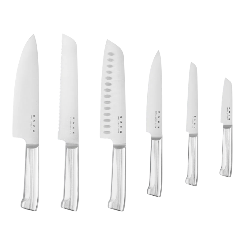 SMEG Knife Set, 6 Pieces, Retro Style White