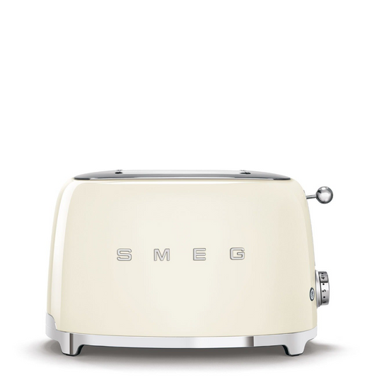 SMEG TSF01CRUS Retro 2-Slice Toaster with 6 Browning Levels and Defrost, Warm and Bagel Functions – Cream Color