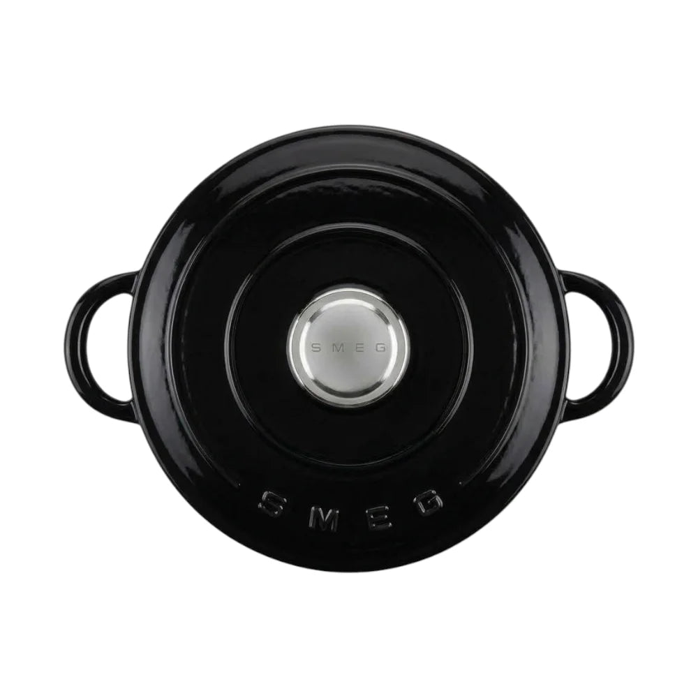 סיר ברזל יצוק של SMEG בנפח 4.2 ליטר עם ציפוי אמייל ומכסה - שחור