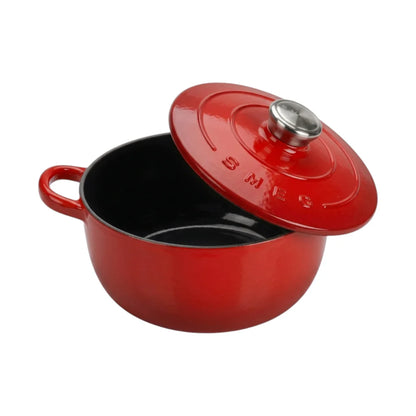 סיר ברזל יצוק של SMEG בנפח 4.2 ליטר עם ציפוי אמייל ומכסה - אדום