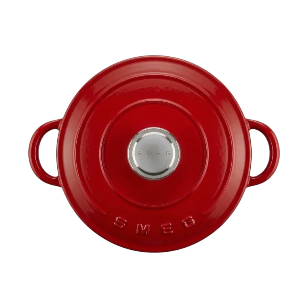 סיר ברזל יצוק של SMEG בנפח 4.2 ליטר עם ציפוי אמייל ומכסה - אדום