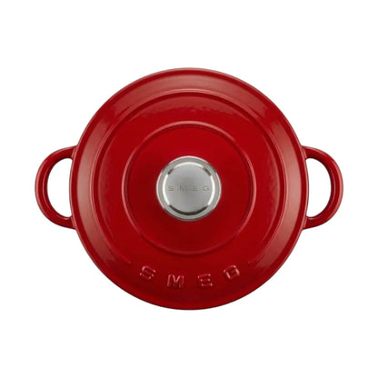 סיר ברזל יצוק של SMEG בנפח 4.2 ליטר עם ציפוי אמייל ומכסה - אדום