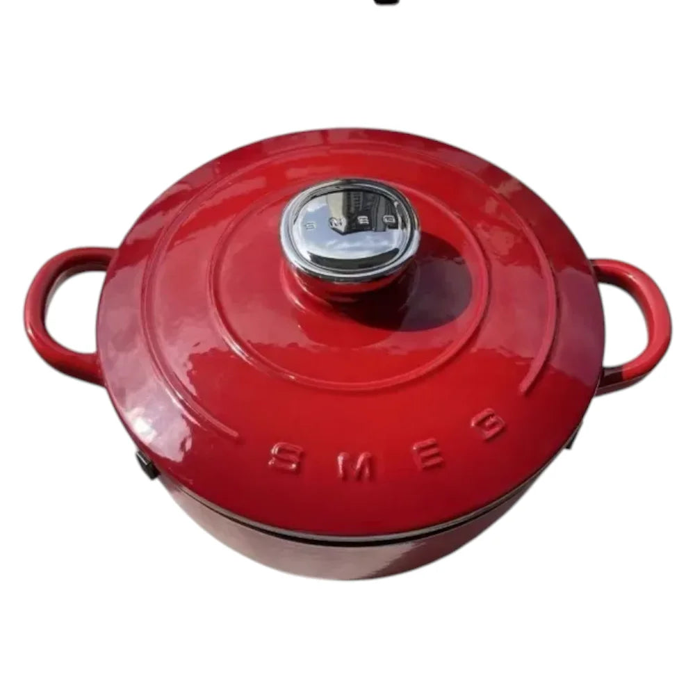 סיר ברזל יצוק של SMEG בנפח 4.2 ליטר עם ציפוי אמייל ומכסה - אדום