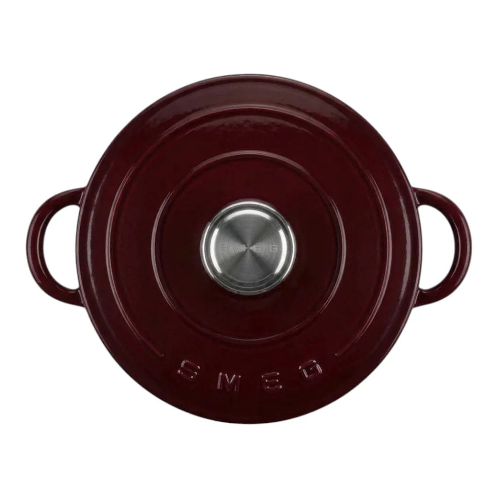 סיר ברזל יצוק של SMEG בנפח 4.2 ליטר עם ציפוי אמייל ומכסה - יין