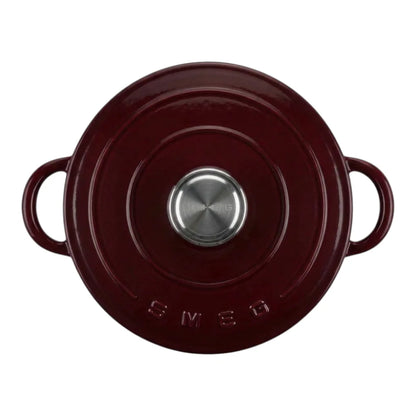 סיר ברזל יצוק של SMEG בנפח 4.2 ליטר עם ציפוי אמייל ומכסה - יין