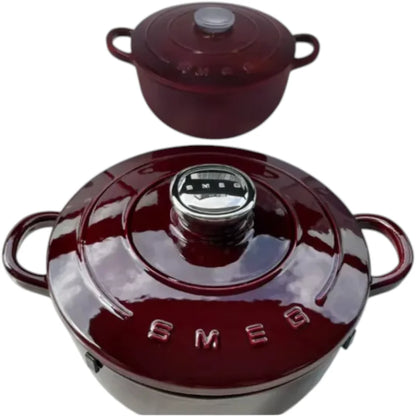 סיר ברזל יצוק של SMEG בנפח 4.2 ליטר עם ציפוי אמייל ומכסה - יין