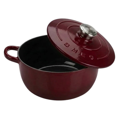 סיר ברזל יצוק של SMEG בנפח 4.2 ליטר עם ציפוי אמייל ומכסה - יין