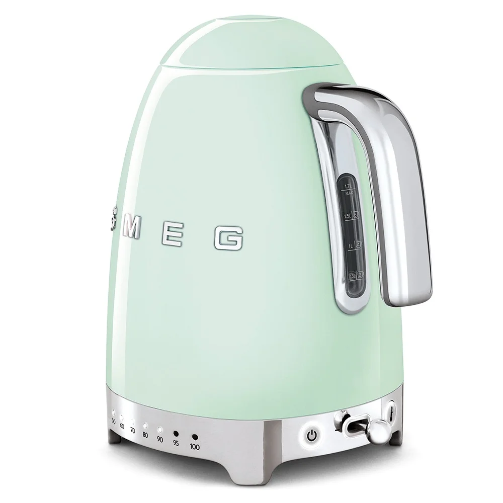 SMEG TSF01PGUS & KLF04PGEU Pastel Green Electric Toaster and Kettle – Retro Set